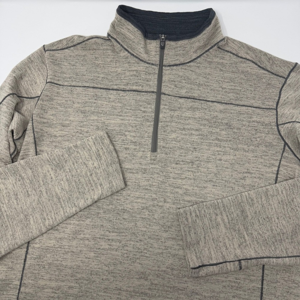 Kuhl Ryzer Mens 1/4 Zip Base Layer Tan Gray Heather Pullover Size Large